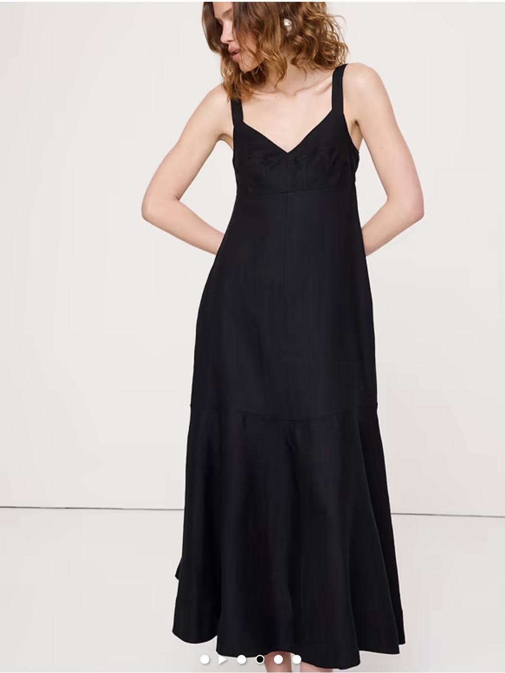 Banana Republic Black V-Neck Tiered Maxi Dress
